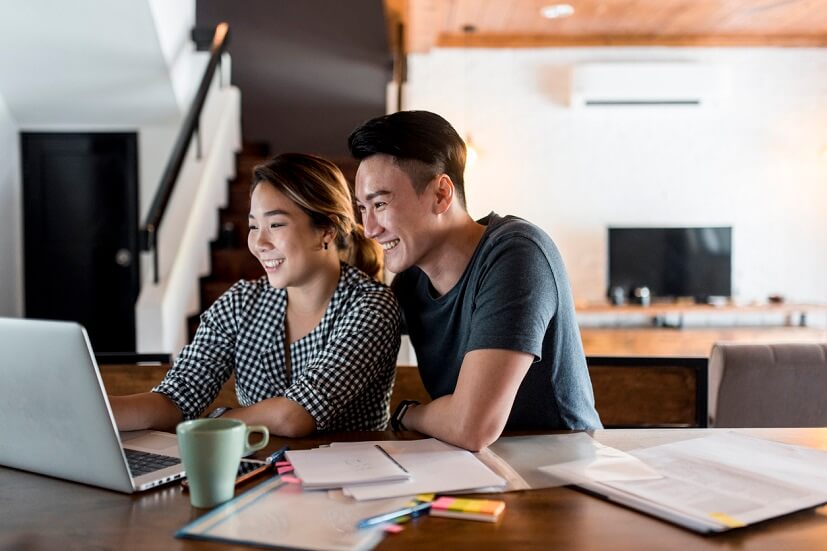 couple planning finances together